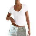 thumbnail image 2 of Sevevn Women's Solid Color Slim Blouses Long Sleeved Yoga Exercise V-Neck Top White L Sales Today Clearance, 2 of 7
