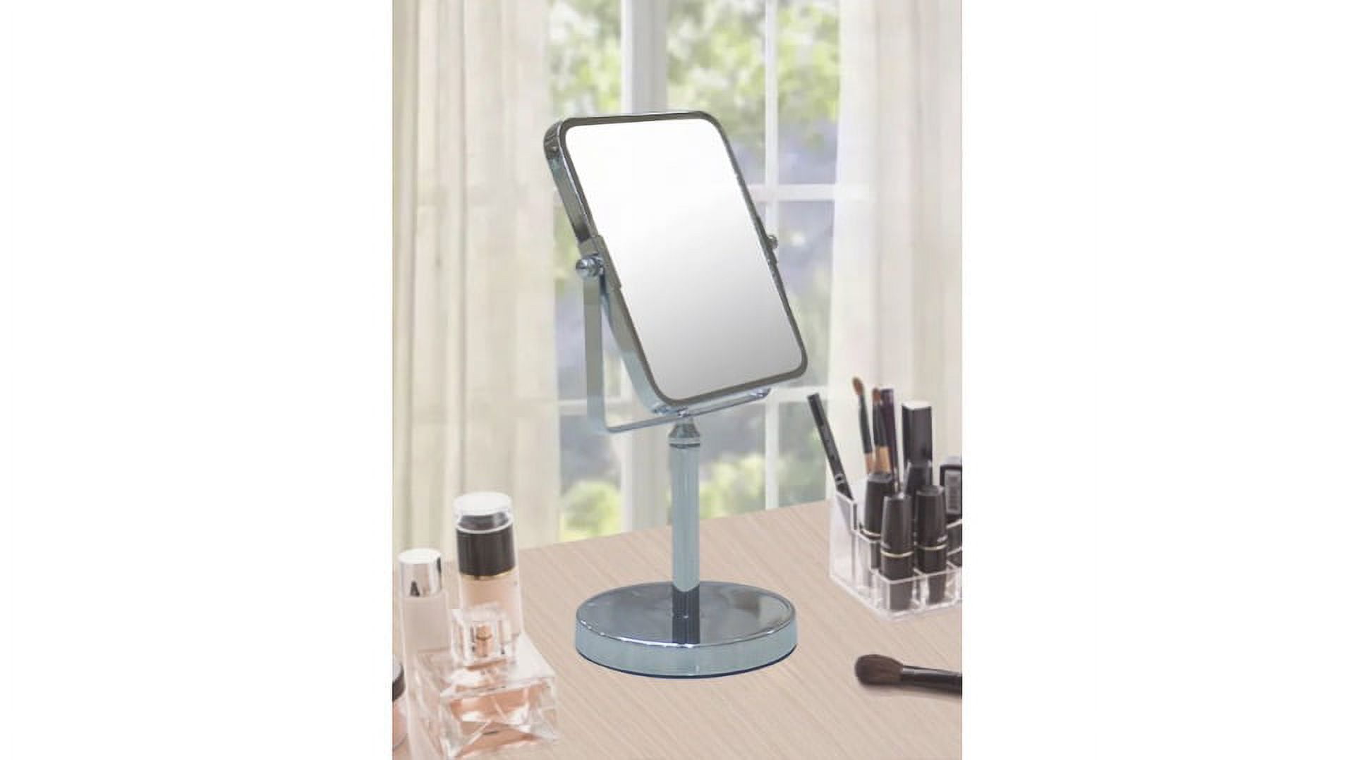 Eden Bath Square Two Sided 5X Chrome Framed Freestanding Makeup / Shaving Mirror
