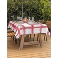 thumbnail image 2 of Red Buffalo Plaid Outdoor Tablecloth - 60x84 Inch Rectangle Dining Table Cover, Farmhouse Check Stripes Retro Geometric Waterproof Outdoor Table Cloth with Umbrella Hole & Zipper for Picnic/Patio, 2 of 7