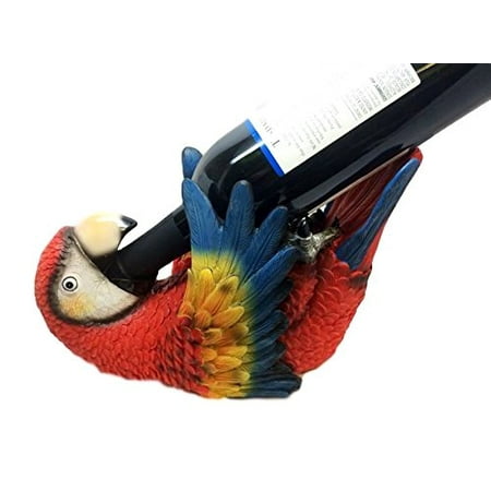 Figurine Wine - SCARLET MACAW PARROT BIRD WINE HOLDER OIL BOTTLE RESIN FIGURINE KITCHEN RAINFOREST DECOR