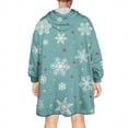 thumbnail image 2 of Wearable Oversized Blanket,Blue Christmas Snowflake and Star Pattern Wearable Blanket Hoodie for Adults,Cozy Hooded Blankets with Super Pockets,Super Warm Fuzzy Pullover for Women & Men, 2 of 6