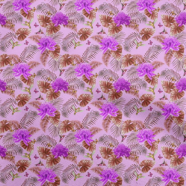 oneOone Velvet Amethyst Fabric Tropical Craft Projects Decor Fabric Printed By The Yard 58 Inch Wide