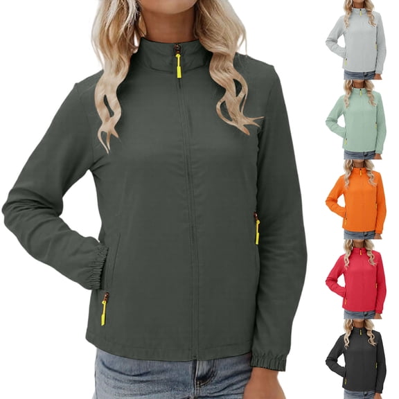 Swuxness Women's Casual Jacket, Women Long Sleeve Coat, Women's Hoodless Comfortable Lightweight Soft Windbreaker Hiking Jacket for Ladies Mint Green, XXXL