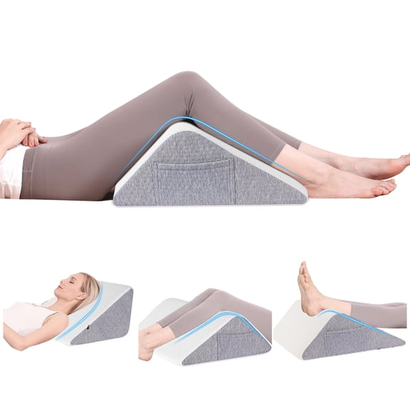 WANALIT Knee Wedge Pillow for Back Sleepers, Triangle Leg Elevation Cushion for Hip, Knee & Tailbone Pain Relief, Post-Surgery Support Pillow – White