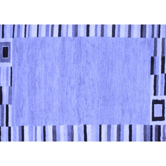 Ahgly Company Indoor Rectangle Abstract Blue Contemporary Area Rugs, 5' x 7'