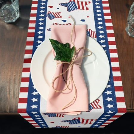

amlbb Independence Day Decor 4th of July Patriotic Day Table Runner Independence Day Kitchen Living Room Table Decoration for Home Party Decoration 13 X 72 Inch Patriotic 4th of July