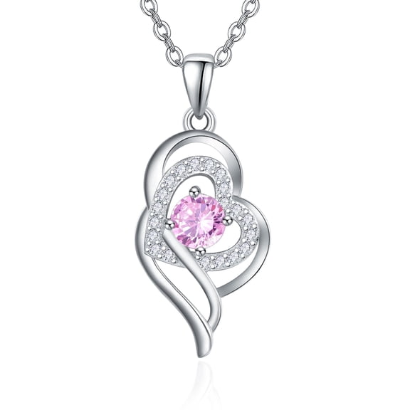 TANGPOET Sterling Silver Heart Necklace Cubic Zirconia Pendant Jewelry Gift For Women