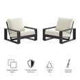 thumbnail image 3 of Lounge Chair Armchair Lounge Chair, Set of 2, White, Aluminum, Wood, Outdoor Patio Balcony Cafe Bistro Garden Hospitality Restaurant, Modern Contemporary, HB37980, 3 of 8