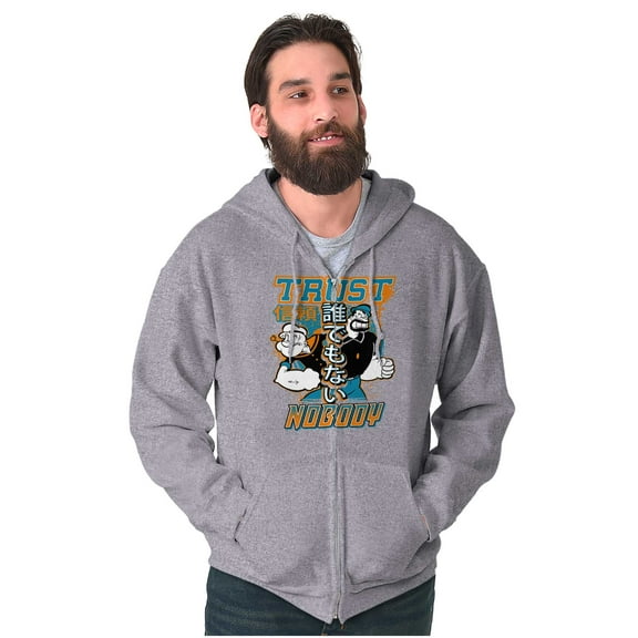 Popeye Trust Nobody Asian Inspired Zip Hoodie Sweatshirt Men Brisco Brands S