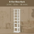 thumbnail image 2 of Hyxoo 8-Tier Vertical Shoe Rack, Tall Narrow Shoe Storage Organizer with Removable Shelf for Boots, Anti-Tipping Kit, Space-Saving Shoe Stand with for Small Place, Entryway (White), 2 of 8