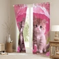 thumbnail image 3 of Homewish Cute Cat Blackout Curtains Set of 2 (52x84 Each),Kawaii Pet Animal Window Curtains,Pink Flower Floral Curtains and Drapes For Girls Boys,Ultra Soft Home Decor, 3 of 6
