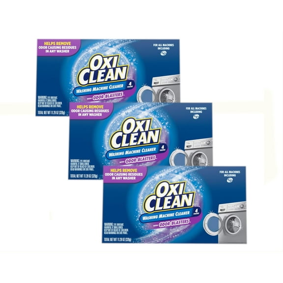 OxiClean Washing Machine Cleaner with Odor Blasters, 4 Count (Pack of 3)