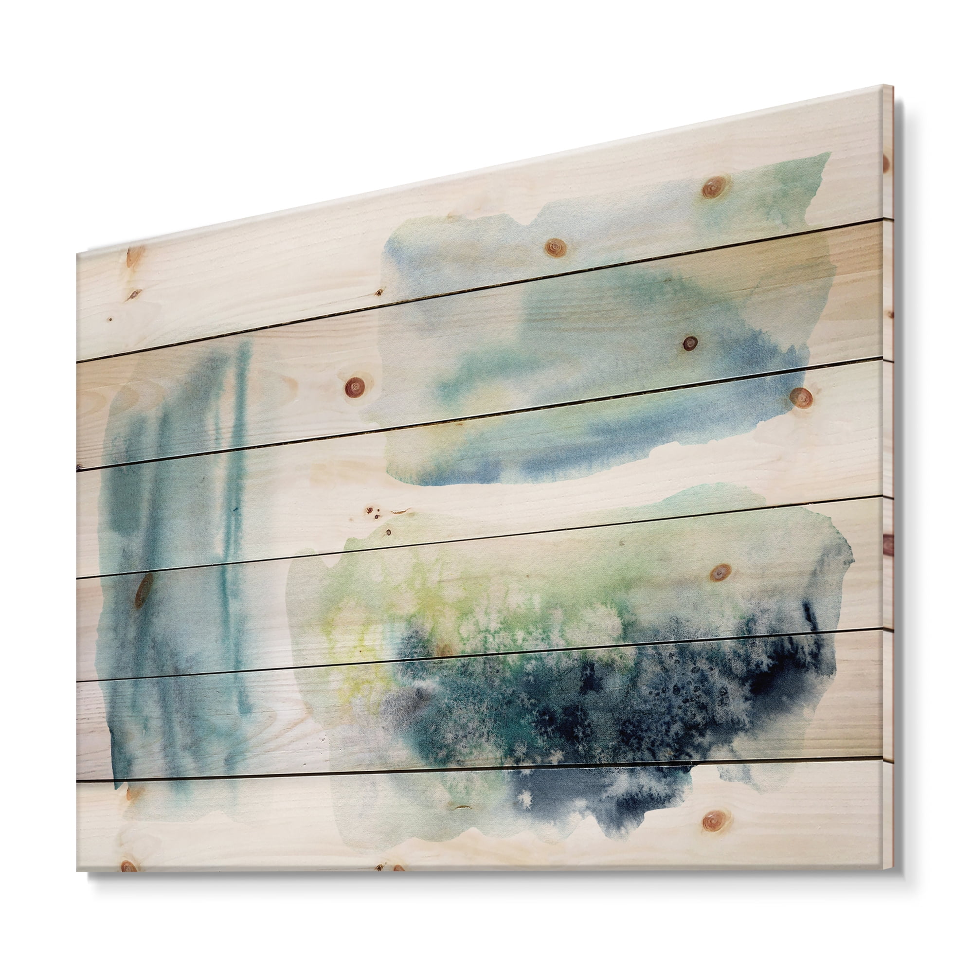 Designart 'Abstract Clouds Underwater' Modern Print on Natural Pine Wood