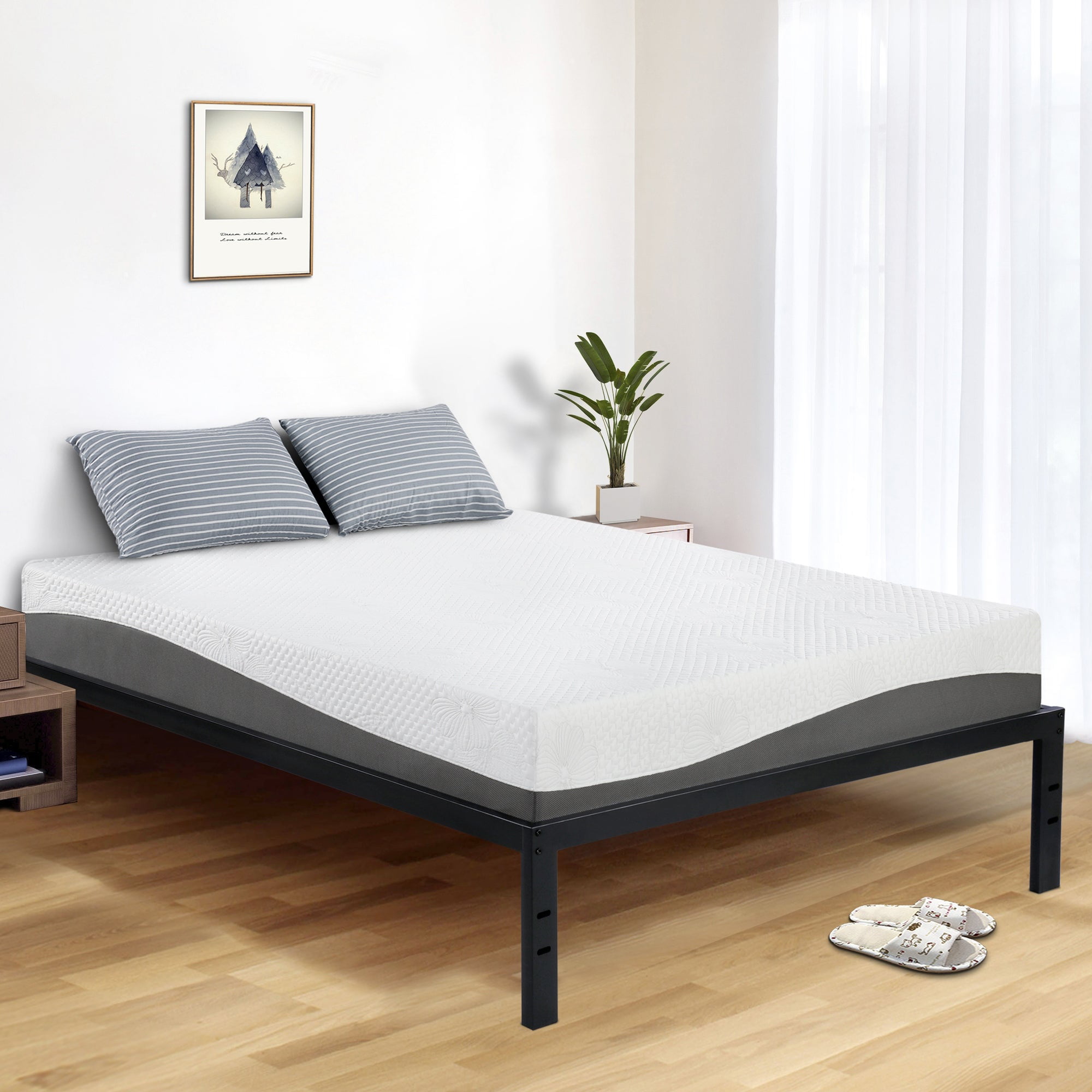 Sleeplanner 18 Inch Tall Heavy Duty, High Profile Bed Frame
