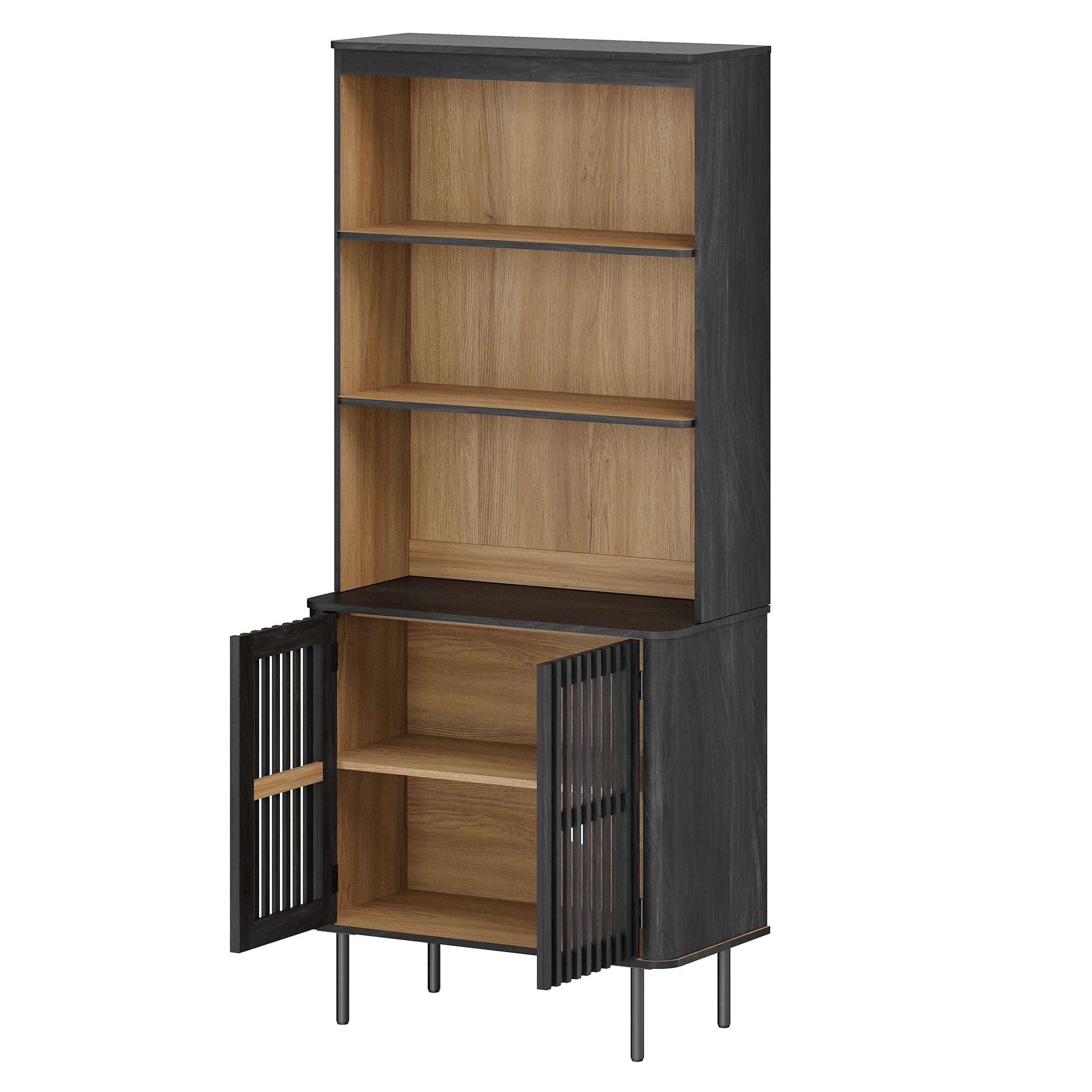 72.8" H X 31.5" W Kitchen Pantry Storage Cabinet, Push-to-open Door Kitchen Hutch With Adjustable Shelf, Black