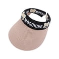 thumbnail image 1 of Sombrero para el sol para niños, ala ancha, sombrero de copa vacía, protección solar, sombreros para niñas, sombreros bonitos Sombrero de Paja Rosa, 1 of 8