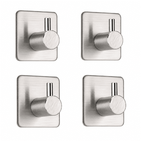 Adhesive Towel Hooks 15lb Heavy Duty Waterproof Stainless Steel for Coat Hat Robe Bathroom 4 pack