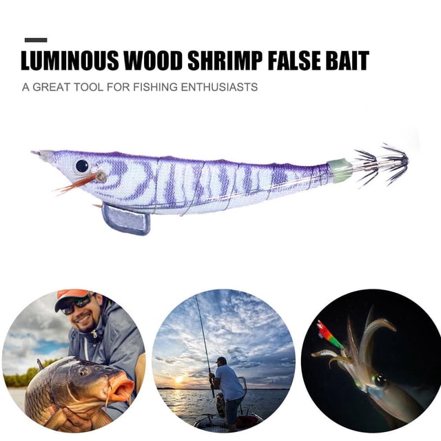 Pesca Señuelo de pesca de camarón de madera luminosa 12 cm 14,3 g cebo artificial (púrpura claro) Ehuebsd Para Estrenar