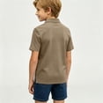 thumbnail image 4 of Havenx Boys School Uniform Polo Shirt Short Sleeve Button Collared Polo with Pocket Moisture Wicking Golf Shirt Dry Fit Athletic School Uniform Casual Clothing,Light Brown 130(7-8Y), 4 of 6