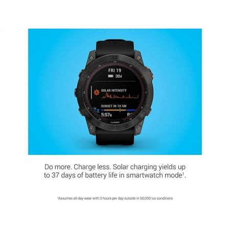 Garmin fenix 7X Sapphire Solar, Black DLC Titanium with Black Band