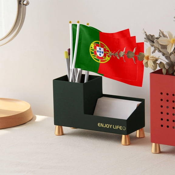Livetty 12PCS - Portugal Country Flag 5.5x8.2 inch Plastic Stick Polyester Fabric Stitched Edges Hand Held Mini Small Flags