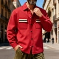 thumbnail image 2 of Lovzfmll Men's Workwear Jacket Color Block Pockets Notched Lapel Button Up Fleece Lined Red, 2XL, 2 of 6