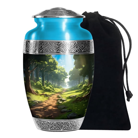 Memorial Large Black Forest Urns For Human Ashes Adult Mom And Dad - Burial Urn For Human Ashes Adult Men And Women - Cremation Gift For Decorative - 10Inch And 200Lbs Include Velvet Bag