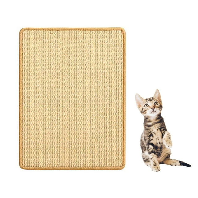Alfombrilla rascador de sisal para gatos de 15.7 x 23.6 pulgadas con cintas de gancho y bucle para sofá de pared