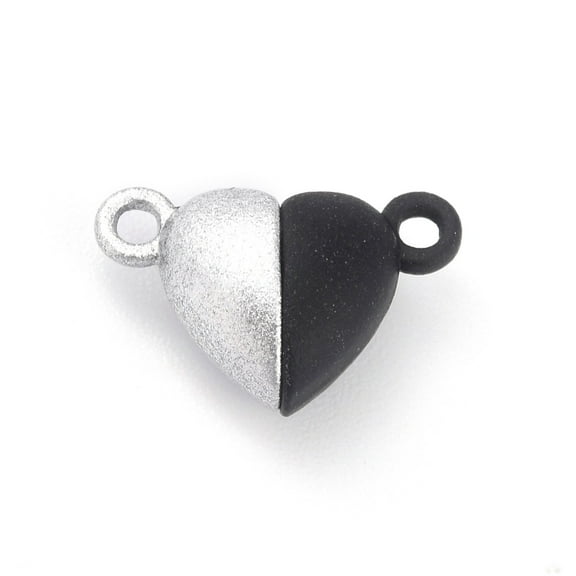 5Set Alloy Magnetic Clasps Heart Black 15x9.5x6mm Hole: 1.5mm