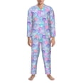 thumbnail image 3 of Fotbe Watercolor Sea Shells 1 Pattern Long Sleeve Pajama Set for Men,Sleepwear Set,2-piece Loungewear Set,Soft PJs Comfy Nightwear with Pockets-Large, 3 of 7