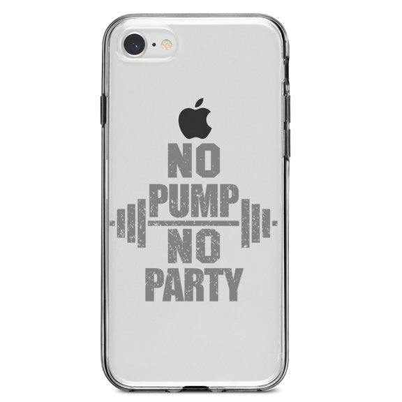 DistinctInk Clear Shockproof Hybrid Case for iPhone 7 8 SE (2020 Model) 4.7" Screen TPU Bumper Acrylic Back Tempered Glass Screen Protector - No Pump No Party Weights