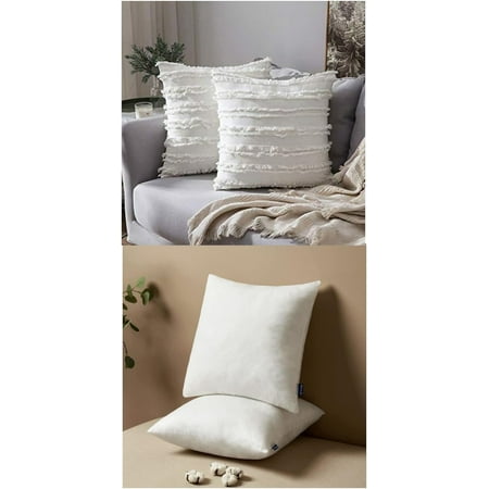 

MIULEE Boho Throw Pillow Covers with Pillow Inserts 16x16 Set of 2