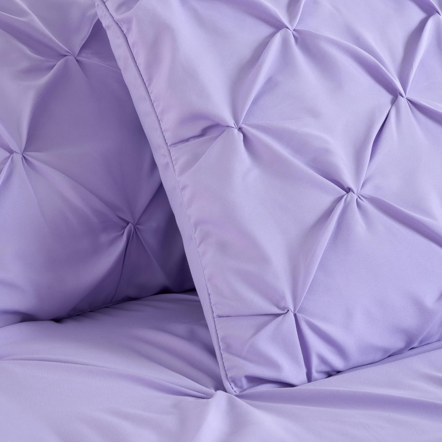 Chezmoi Collection Sydney 7-Piece Pinch Pleat Comforter Set, Lightweight Pintuck Bedding for All Season, King, Lavender