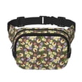 thumbnail image 1 of Fotbe Ladybugs And Flowers On A Wooden Cangurera Cuadrada con Estampado de Doble Capa, Bolsa de Cintura Ajustable Mini para Hombres y Mujeres, 1 of 9