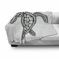 thumbnail image 3 of Turtle Soft Flannel Fleece Throw Blanket, Zentangle Tribal Animal Illustration Hand Drawn Doodled Motifs, Cozy Plush for Indoor and Outdoor Use, 60" x 80", Black Grey and White, by Ambesonne, 3 of 6