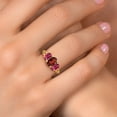 thumbnail image 4 of Gem Stone King 18K Yellow Gold Plated Silver Red Garnet and Pink Tourmaline Filigree Style 3 Stone Ring for Women (2.45 Cttw, Oval 8X6MM and 6X4MM) (Size 8), 4 of 6