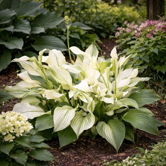 White Feather Trimmed Hosta - 3 Bare Roots - Hardy and Shade Tolerant Plants Great for any Landscape
