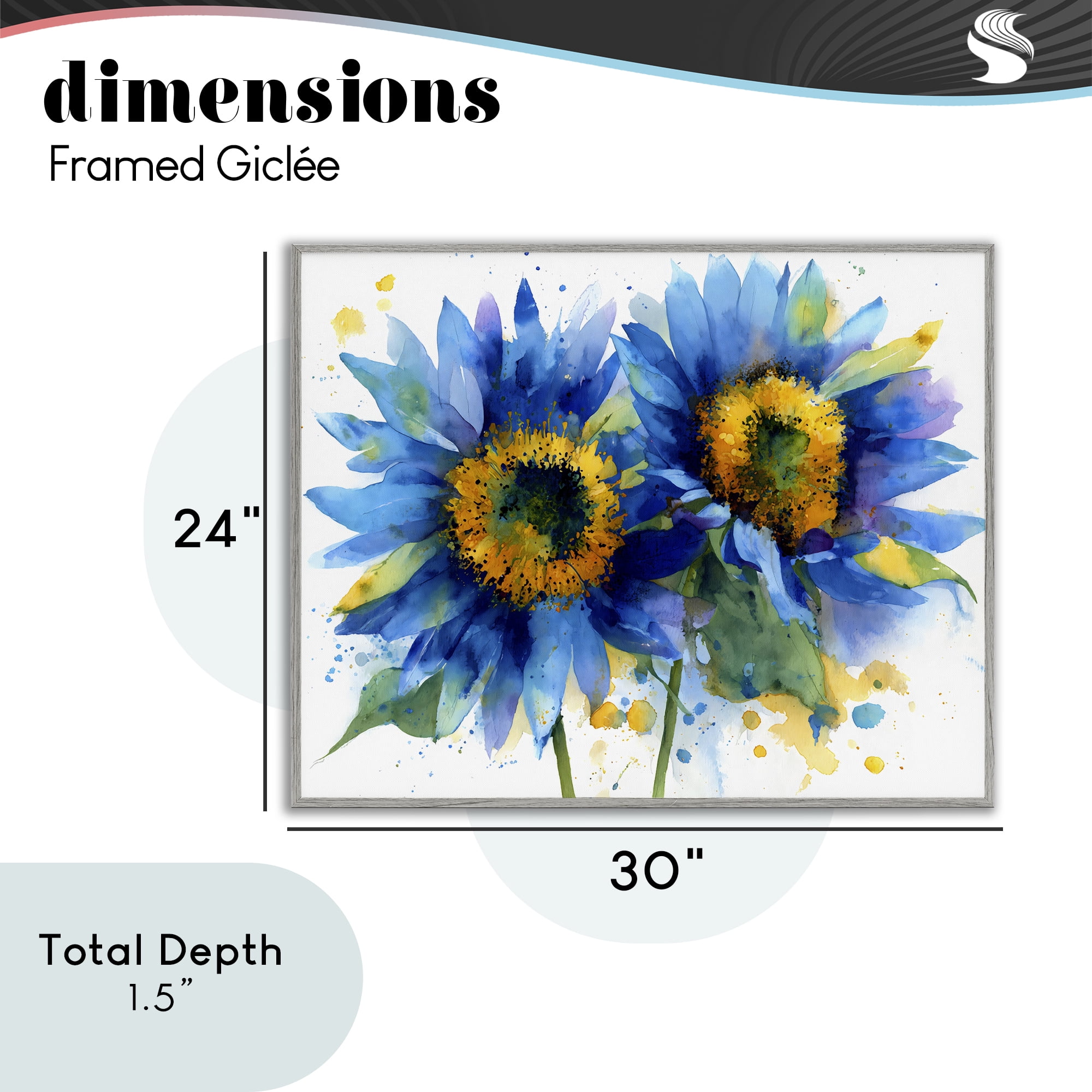 Stupell Industries Blue Sunflowers Bouquet Gray Framed Giclee Art, design by Franklyn Gregory