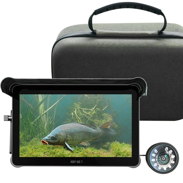 Deep See 7 Underwater Fishing Camera, 7 Inch IPS Display, 170° Wide Angle, IP68 Waterproof, Night Vision, Depth & Temp, 30M Cable, EVA Case for Ice/Boat/Shore Fishing