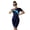 Blue background, variant on Jesscasday Womens Striped Bathing Suits One Piece Swimsuit Short Sleeves Rash Guard Swimsuit Zipper Monokini Bodysuit for Surfing