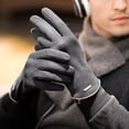 thumbnail image 2 of UDIYO 1 Pair Men Gloves Showable Fingertips Windproof Warm Solid Color Fine Stitching Running Gloves for Outdoor, 2 of 7