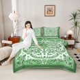 thumbnail image 4 of Feelyou Green Hippie Damask Queen Comforter Set for Women, Retro Boho Paisley Bedding Sets, Southwestern Fashion Reversible Bedding Comforter Set, Ultra Soft Bedroom Decor, 3pcs, 4 of 8