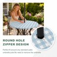 thumbnail image 4 of Round Outdoor Tablecloth with Umbrella Hole and Zipper, Blue Farmhouse Check Tablecloth with Elastic Waterproof, Buffalo Plaid Boho Vintage Rustic Patio Table Covers for 31" - 35" Picnic Pool Tables, 4 of 9