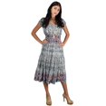 thumbnail image 2 of Peach Couture Damask Print Neck Tie Sleeveless Summer Tiered Calf Length Dress, 2 of 10
