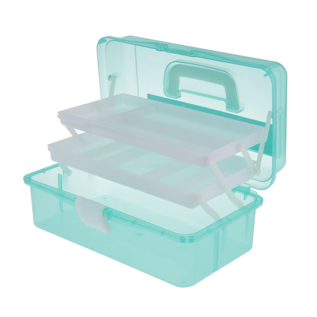 Stackable ThreeLayer Storage Box Plastic Case Divider Container Green