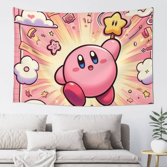 Kirby Tapestry Wall Hanging Home Decoration Wall Blanket Dormitory Living Room Bedroom Backdrop Poster( 60x40inch)