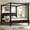 Black, variant on MODERNLUXE Queen Size Platform Bed, Canopy Wood Bed with Four Poster, Walnut