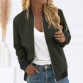 thumbnail image 2 of VNKIDY Women's Coat Autumn Winter Solid Color Satin Bomber Jacket Long Sleeve Zipper Relaxed Fit Sleek Casual Style Coat For Casual Daily Streetwear Versatile Outerwear, 2 of 7