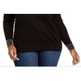 thumbnail image 3 of Belldini Women's Embellished Mock Neck Top Black Size 3X, 3 of 3