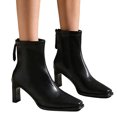 thumbnail image 7 of Women’s High Block Heel Back Zipper Ankle Booties, Elegant Dress Short Boots, Fashion Comfort Heeled Ankle Boots for Party Office Women Black 6, 7 of 7